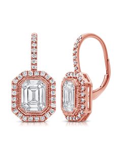 1.60CT PIE CUT AND ROUND DIAMOND ILLUSION LEVERBACK EARRINGS