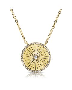 .16CT DIAMOND FLUTED DISC PENDANT NECKLACE