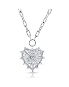 .35CT DIAMOND FLUTED HEART PENDANT NECKLACE