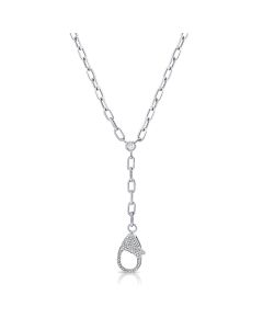.27CT DIAMOND LOBSTER LOCK PAPERCLIP LINK LARIAT NECKLACE