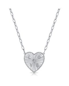 .29CT DIAMOND FLUTED HEART PAPERCLIP PENDANT NECKLACE