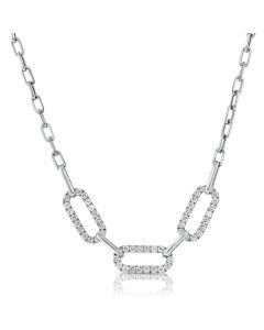 1.38CT DIAMOND PAPERCLIP LINK STATION NECKLACE