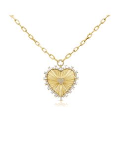 1.17CT DIAMOND FLUTED HEART PAPERCLIP PENDANT NECKLACE