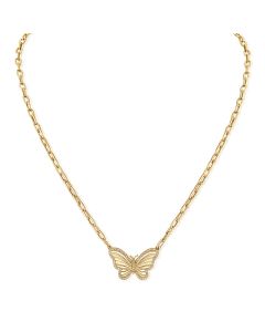 .22CT DIAMOND FLUTED BUTTERFLY PAPERCLIP PENDANT NECKLACE