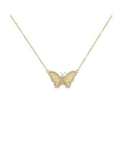 .15CT DIAMOND FLUTED BUTTERFLY PENDANT NECKLACE