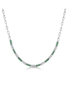 2.24CT EMERALD AND DIAMOND PAPERCLIP NECKLACE
