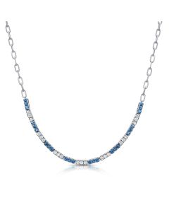 2.24CT SAPPHIRE AND DIAMOND PAPERCLIP NECKLACE