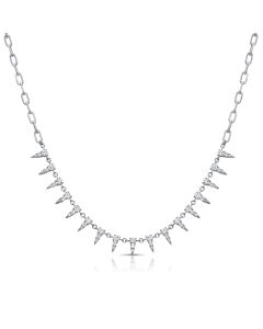 1.82CT DIAMOND SPIKE STATION PAPERCLIP LINK NECKLACE