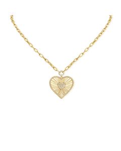 .44CT DIAMOND FLUTED HEART PENDANT NECKLACE