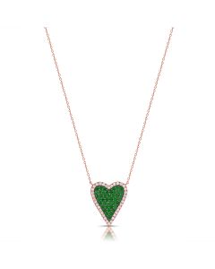 1.37CT EMERALD AND DIAMOND HEART NECKLACE