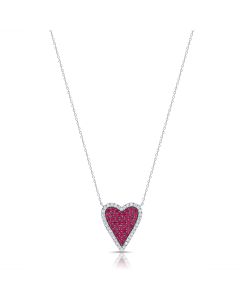 1.37CT PINK SAPPHIRE AND DIAMOND HEART PENDANT NECKLACE