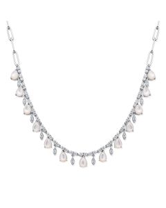 5.39CT MOTHER OF PEARL AND 1.95CT ROUND DIAMOND LINK STATION NECKLACE
