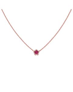 .28CT PINK SAPPHIRE AND DIAMOND FLOWER PENDANT NECKLACE
