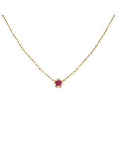 .28CT RUBY AND DIAMOND FLOWER PENDANT NECKLACE
