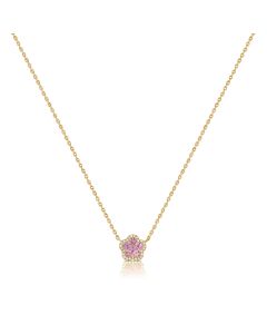 .72CT PINK SAPPHIRE AND DIAMOND FLOWER NECKLACE