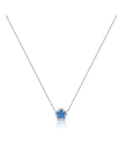 .65CT SAPPHIRE AND DIAMOND FLOWER NECKLACE