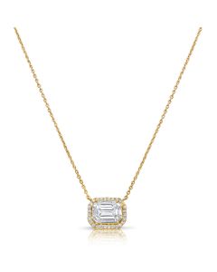 .86CT PIE CUT AND ROUND DIAMOND ILLUSION PENDANT NECKLACE