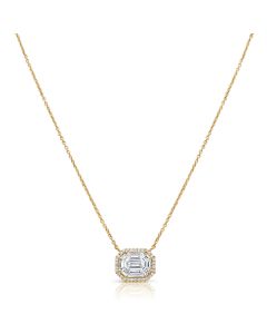 1.16CT PIE CUT AND ROUND DIAMOND ILLUSION PENDANT NECKLACE