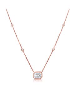 .89CT PIE CUT AND DIAMOND BEZEL PENDANT NECKLACE