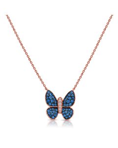 1.06CT SAPPHIRE AND DIAMOND BUTTERFLY PENDANT NECKLACE