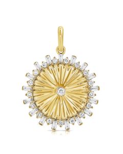 .42CT BAGUETTES AND DIAMOND DISC PENDANT