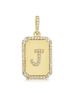 .22CT BAGUETTES AND DIAMOND INITIAL J PENDANT
