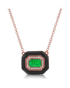 .63CT EMERALD AND DIAMOND PENDANT NECKLACE