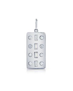 .28CT BAGUETTES AND ROUND DIAMOND BEZEL DOG TAG PENDANT