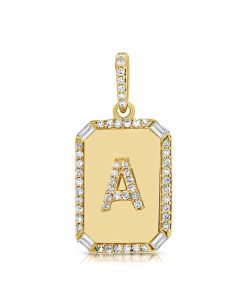 .22CT BAGUETTES AND DIAMOND INITIAL A PENDANT