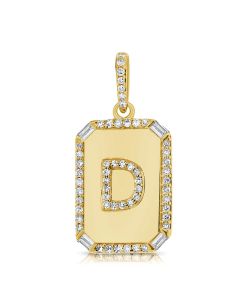 .24CT BAGUETTES AND DIAMOND INITIAL D PENDANT