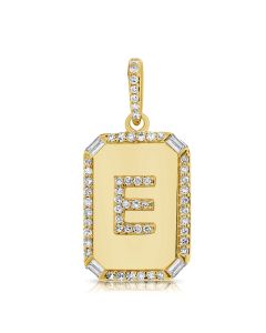 .24CT BAGUETTES AND DIAMOND INITIAL E PENDANT