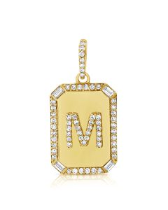 .24CT BAGUETTES AND DIAMOND INITIAL M PENDANT
