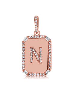.23CT BAGUETTES AND ROUND DIAMOND INITIAL N PENDANT