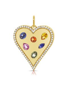 1.38CT RAINBOW COLOR DIAMOND HEART PENDANT