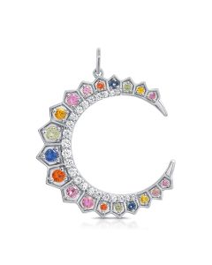 1.41CT RAINBOW COLOR AND DIAMOND MOON PENDANT