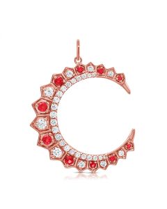 1.51CT RUBY AND DIAMOND MOON PENDANT