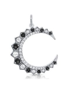 .82CT BLACK DIAMOND AND DIAMOND MOON PENDANT
