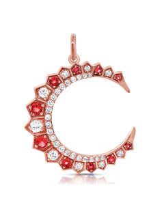 .82CT RUBY AND DIAMOND MOON PENDANT