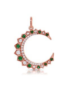 .40CT EMERALD AND DIAMOND MOON PENDANT