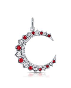 .42CT RUBY AND DIAMOND MOON PENDANT