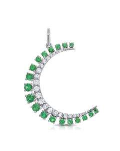 .91CT EMERALD AND DIAMOND MOON PENDANT