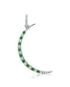 .18CT EMERALD AND DIAMOND MOON PENDANT