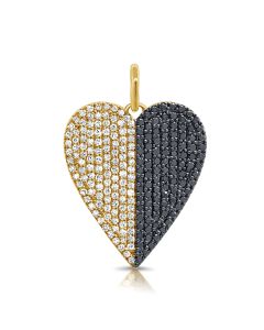 1.02CT BLACK DIAMOND AND DIAMOND HEART PENDANT
