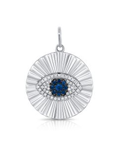 .35CT SAPPHIRE AND DIAMOND EVIL EYE PENDANT