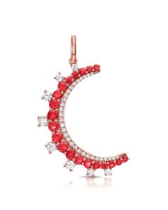 1.46CT RUBY AND DIAMOND MOON PENDANT