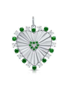 1.25CT EMERALD AND DIAMOND HEART PENDANT