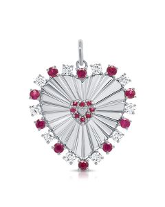 1.57CT RUBY AND DIAMOND HEART PENDANT