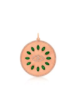 1.22CT EMERALS AND DIAMOND EVIL EYE PENDANT