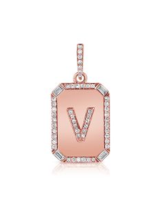 .25CT BAGUETTES AND DIAMOND INITIAL V PENDANT