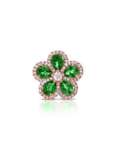 1.33CT EMERALD AND DIAMOND FLOWER PENDANT